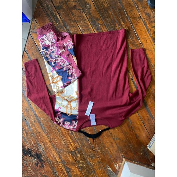 Chicos NWT Scarf-Trim Sweater Maroon Silk Like Blouse, Sz 1 (Medium), MSRP $109 - Picture 9 of 11